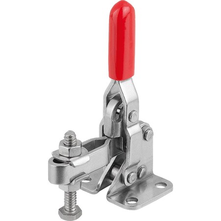 Kipp Toggle Clamp Vertical Std, Horizontal Foot F2=1000, Adjustable Clamping Spind M05X30, Stainless K1256.11000